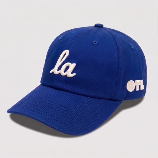 ONLY THE LONELY SCRIPT LA DADS CAP (ROYAL BLUE IVORY)