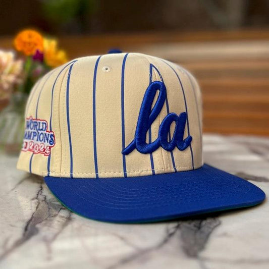 ONLY THE LONELY SCRIPT LA "CITY TRIBUTE" HAT HERITAGE STRIPE (ROYAL/NATURAL)