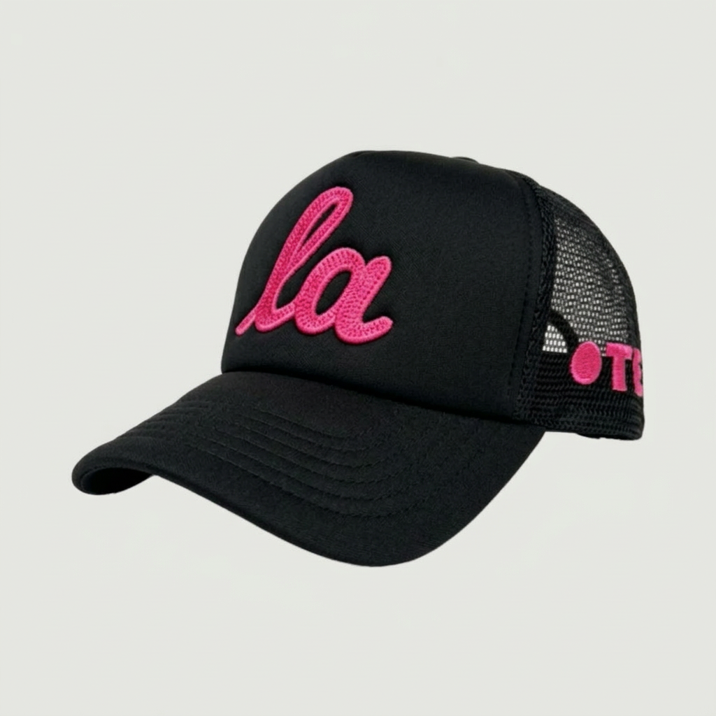 ONLY THE LONELY SCRIPT LA CHAINSTITCH FOAM TRUCKER (BLACK/BUBBLE GUM)