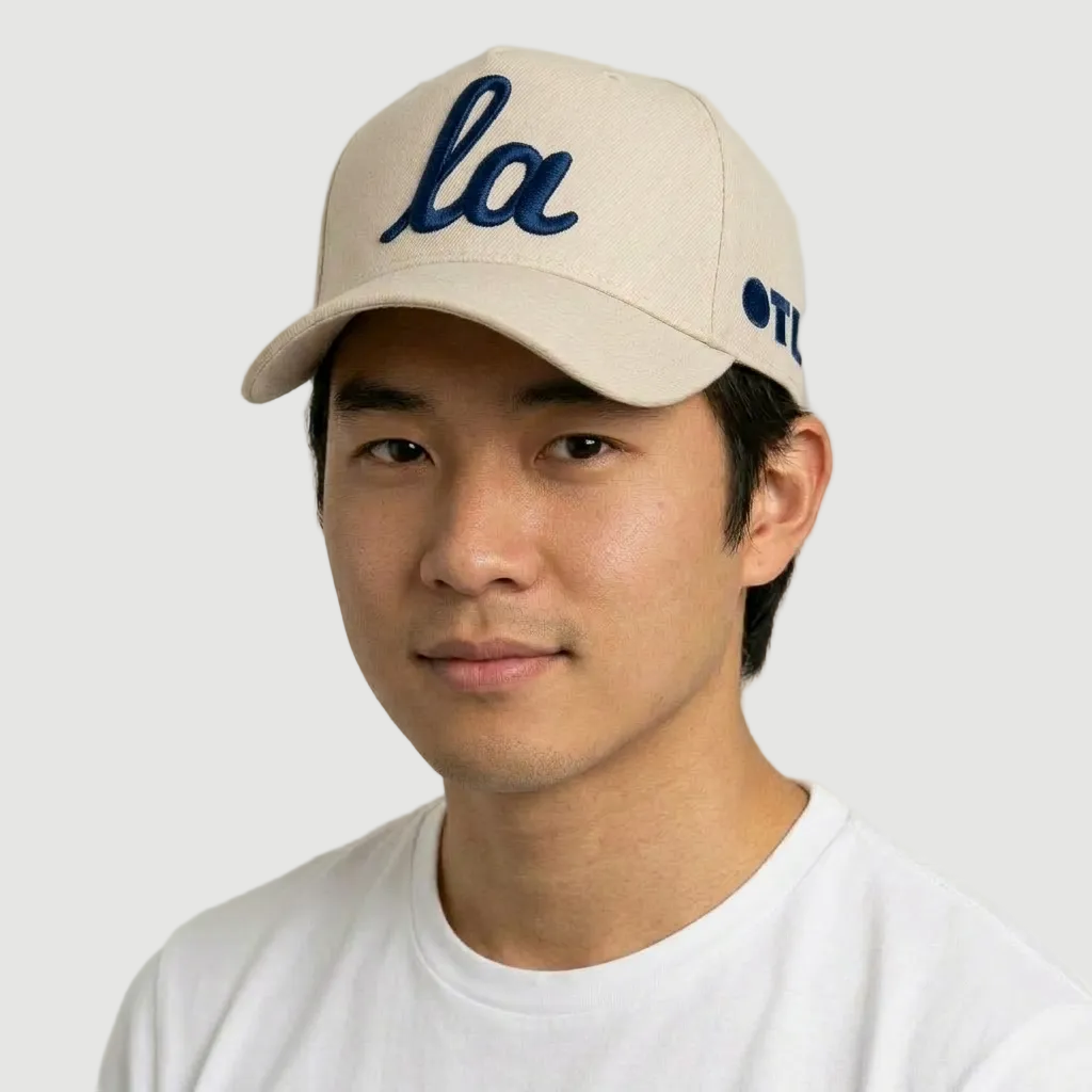 ONLY THE LONELY SCRIPT LA PRO HAT (IVORY / BLUE)