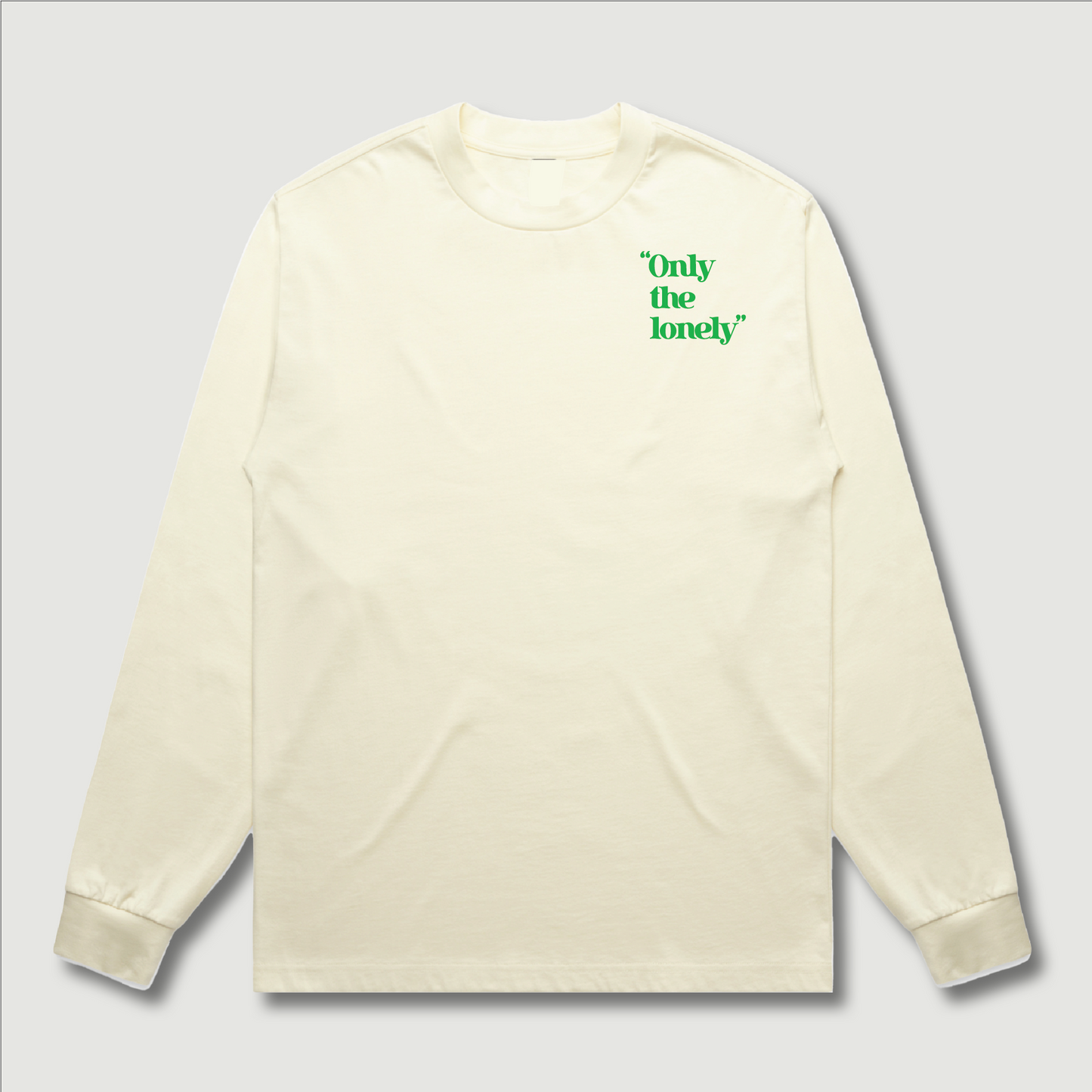 ONLY THE LONELY LOGO LONG SLEEVE T-SHIRT (CREAM/KELLY GREEN)