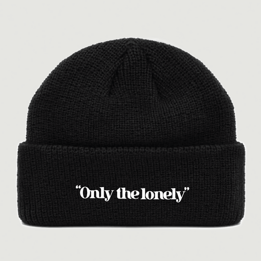 ONLY THE LONELY FISHERMAN BEANIE (BLACK/WHITE)