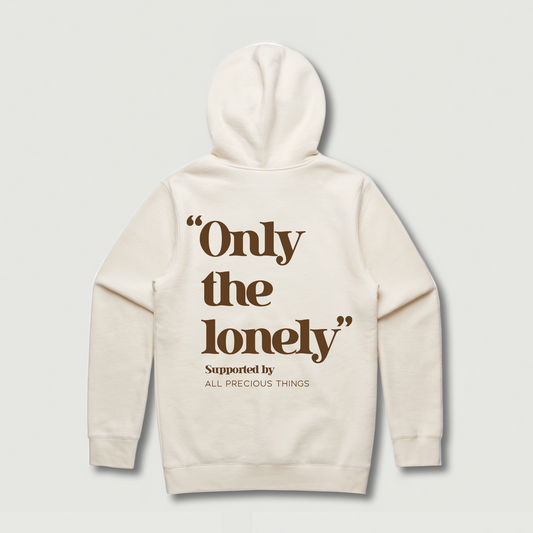 ONLY THE LONELY LOGO HOODIE (ECRU/BROWN)