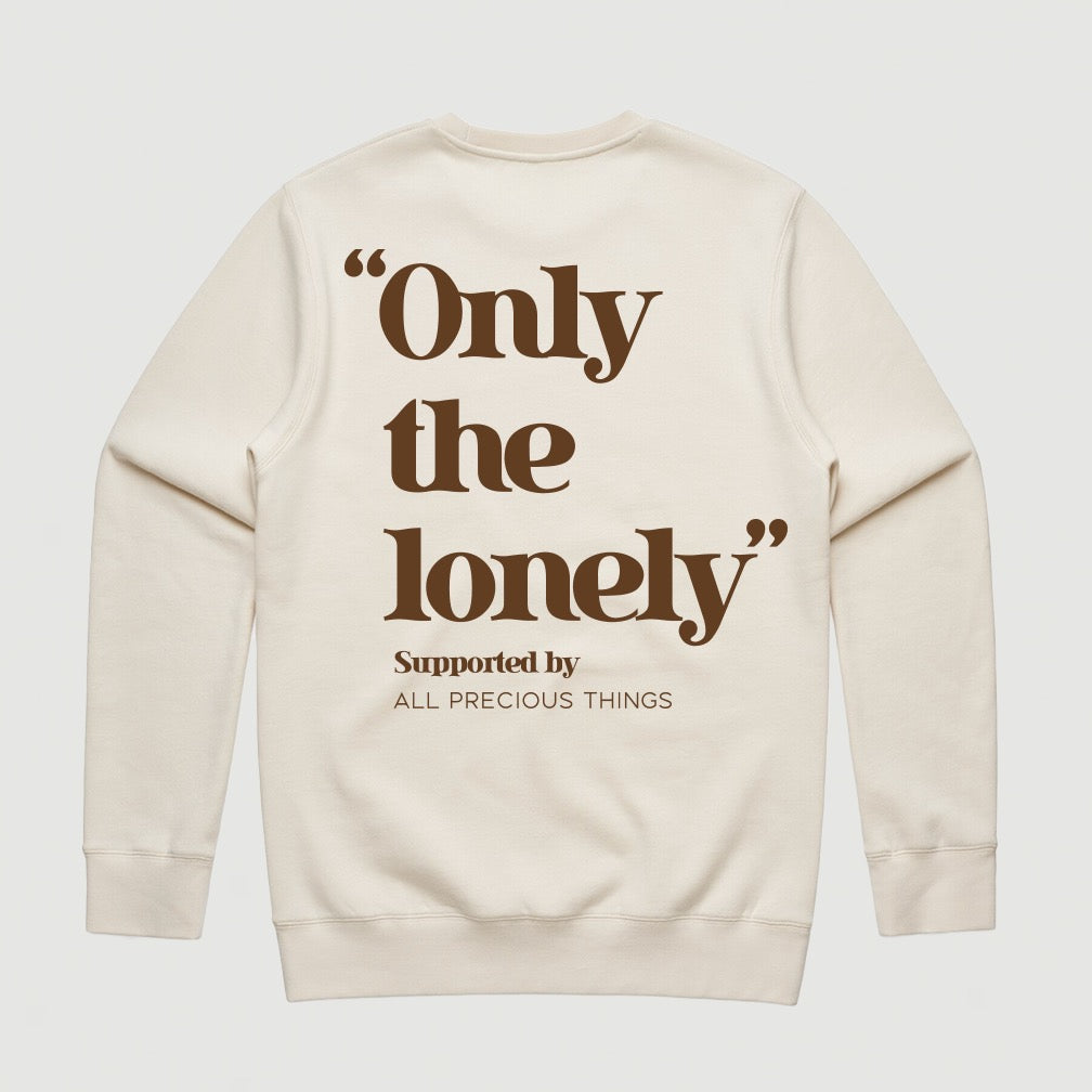 ONLY THE LONELY LOGO CREW NECK (ECRU/BROWN)