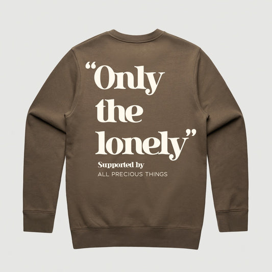 ONLY THE LONELY LOGO CREW NECK (WALNUT/CREAM)