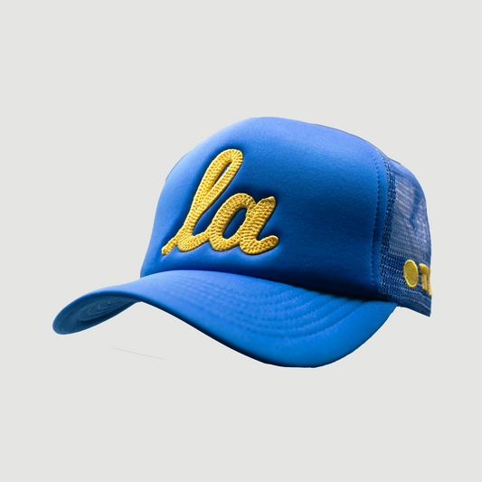 ONLY THE LONELY SCRIPT LA CHAINSTITCH FOAM TRUCKER (ROYAL/GOLD)