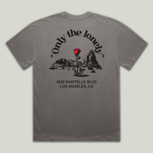 ONLY THE LONELY DESERT ROSE SHORT SLEEVE T-SHIRT (FADED GREY)
