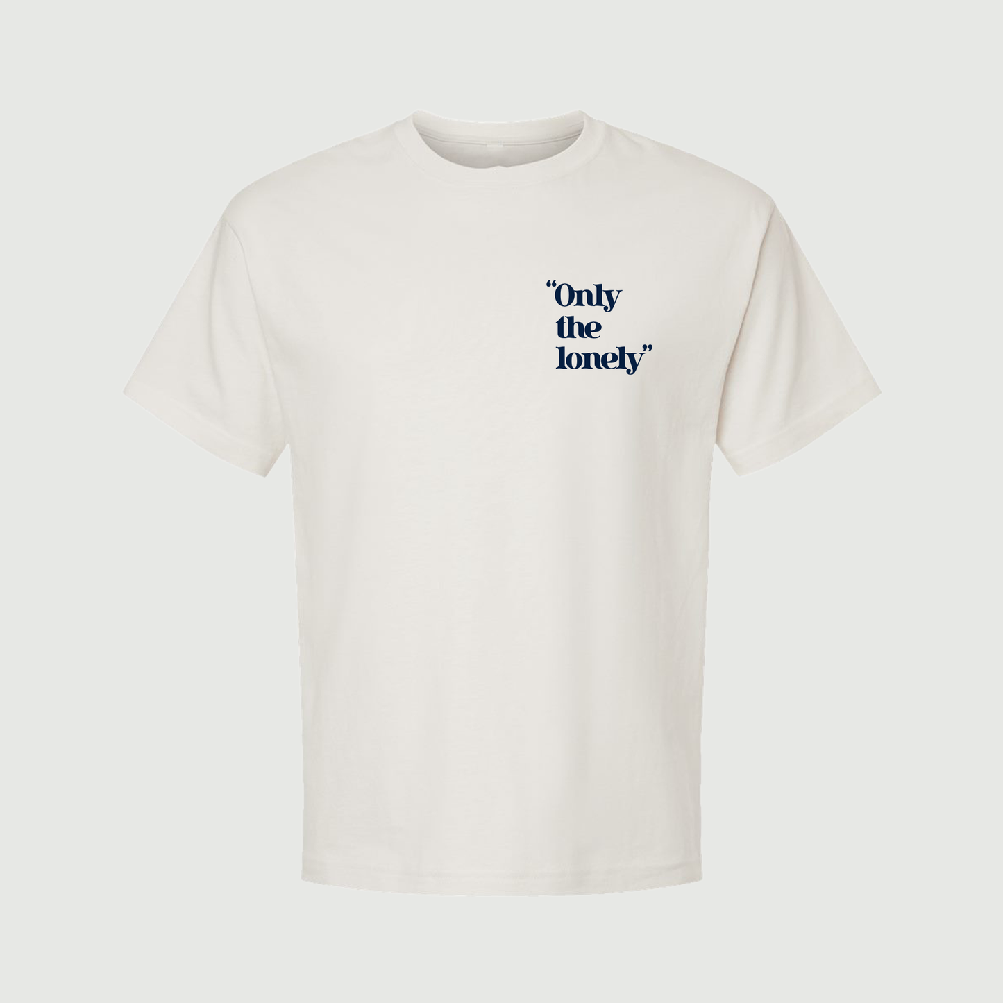 ONLY THE LONELY STACKED LOGO T-SHIRT (VINTAGE WHITE / NAVY)