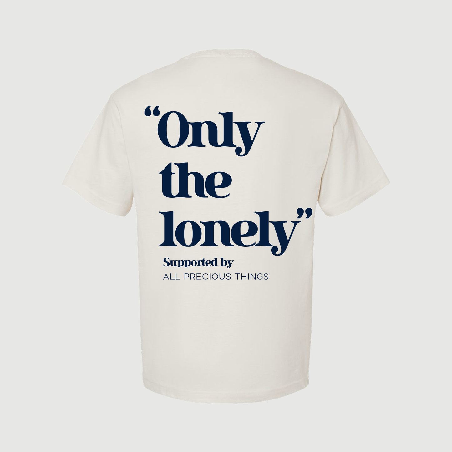 ONLY THE LONELY STACKED LOGO T-SHIRT (VINTAGE WHITE / NAVY)